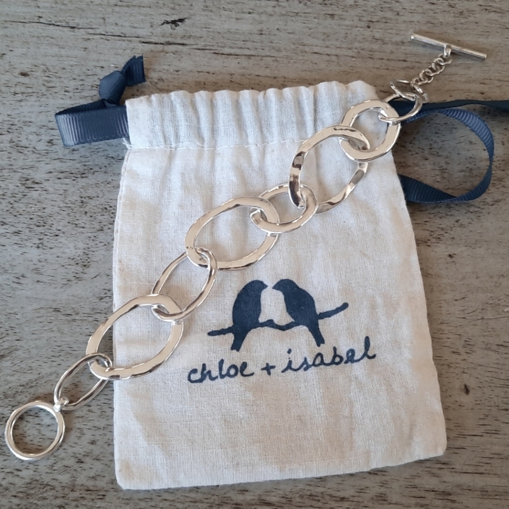 Chloe & Isabel Organic Link Toggle Bracelet Silver NEW